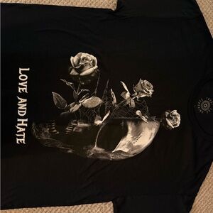 Black 'Love and Hate' Graphic Short Sleeve T-Shirt